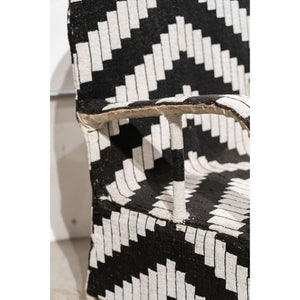 Yoruba Royal Beaded Chair Geometric Black and White