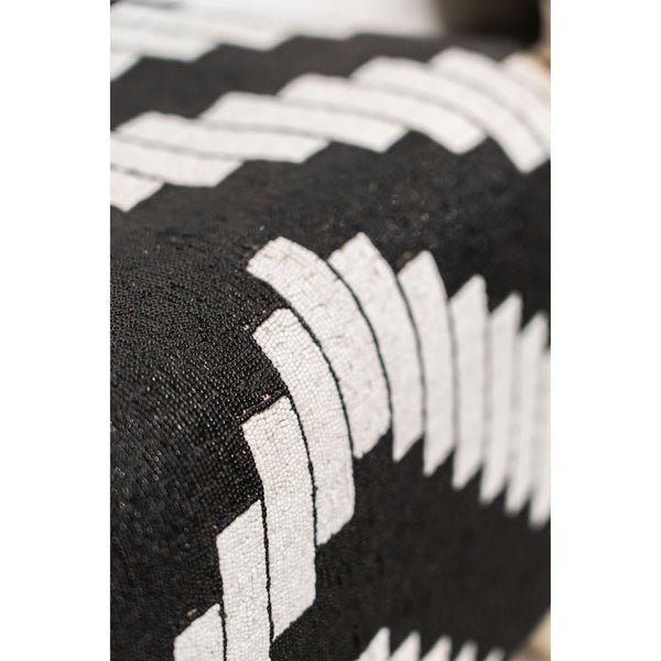 Yoruba Royal Beaded Chair Geometric Black and White