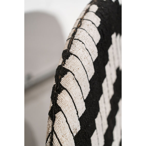 Yoruba Royal Beaded Chair Geometric Black and White
