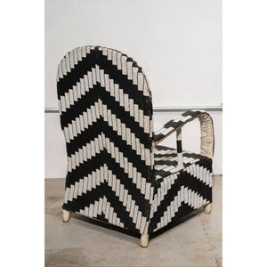 Yoruba Royal Beaded Chair Geometric Black and White
