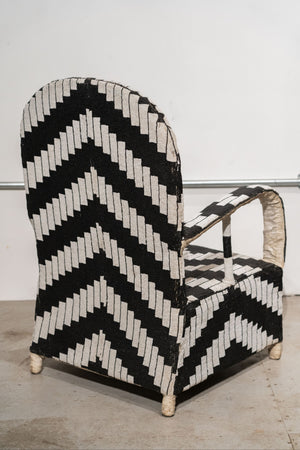 Yoruba Royal Beaded Chair Geometric Black and White – dimensions