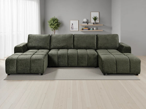 Shanghai Luxury U Shape Corner Sofabed – Beige, Green & Grey Living Room Sofa