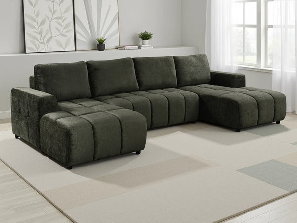Shanghai Luxury U Shape Corner Sofabed – Beige, Green & Grey Living Room Sofa