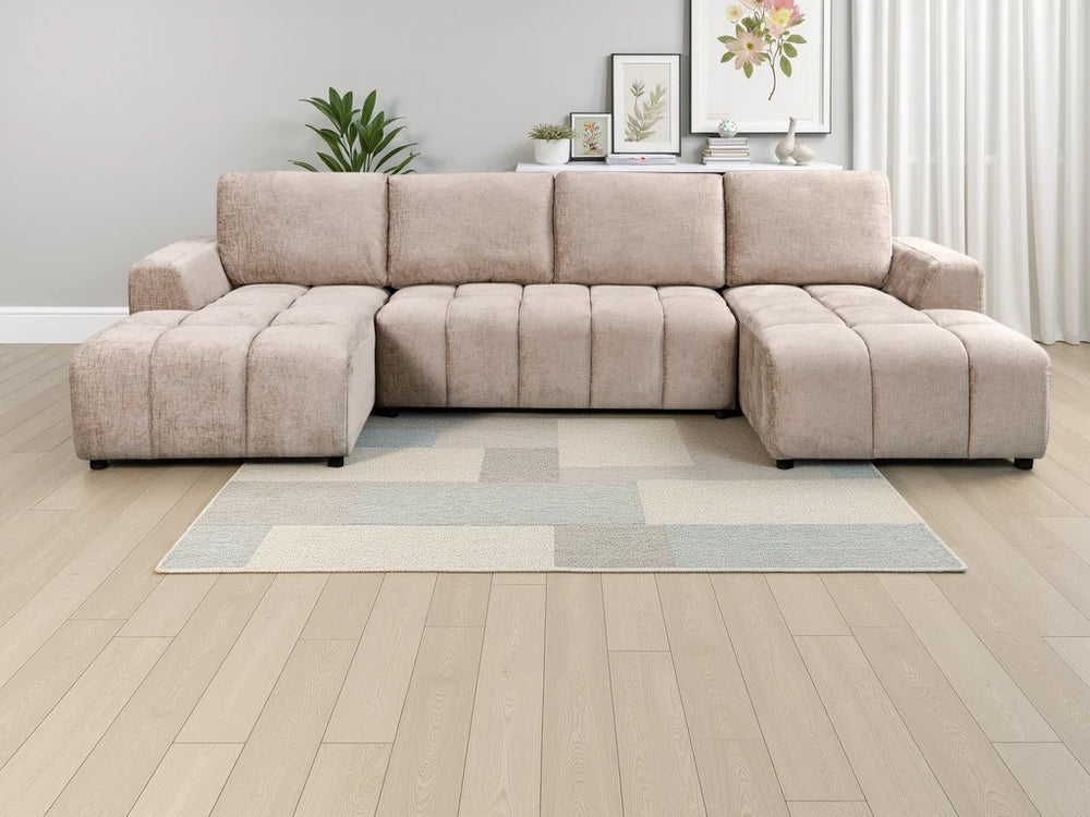 Shanghai Luxury U Shape Corner Sofabed – Beige, Green & Grey Living Room Sofa
