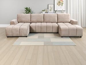 Shanghai Luxury U Shape Corner Sofabed – Beige, Green & Grey Living Room Sofa