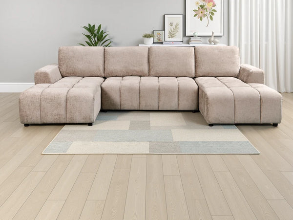 Shanghai Luxury U Shape Corner Sofabed – Beige, Green & Grey Living Room Sofa