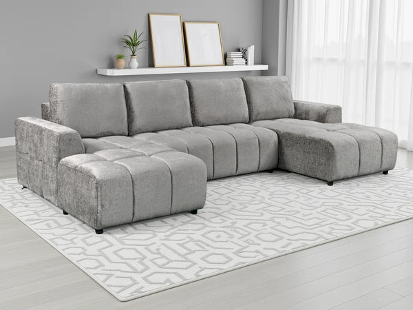 Shanghai Luxury U Shape Corner Sofabed – Beige, Green & Grey Living Room Sofa