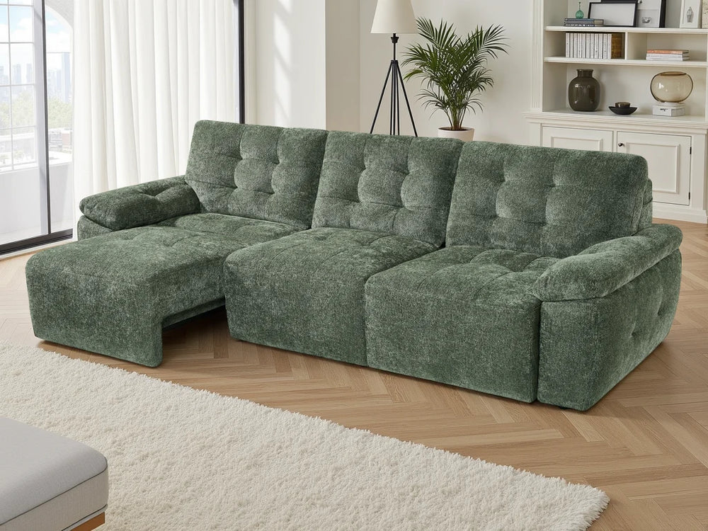 Dallas 3 Seater Electric Sofabed – Beige, Grey & Green Living Room Sofa