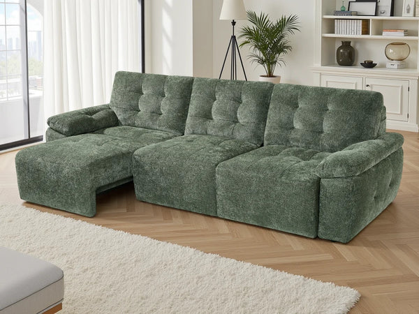 Dallas 3 Seater Electric Sofabed – Beige, Grey & Green Living Room Sofa