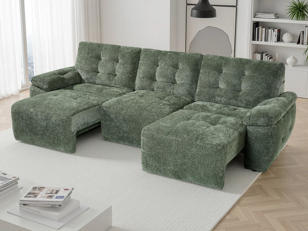 Dallas 3 Seater Electric Sofabed – Beige, Grey & Green Living Room Sofa