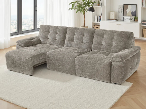 Dallas 3 Seater Electric Sofabed – Beige, Grey & Green Living Room Sofa