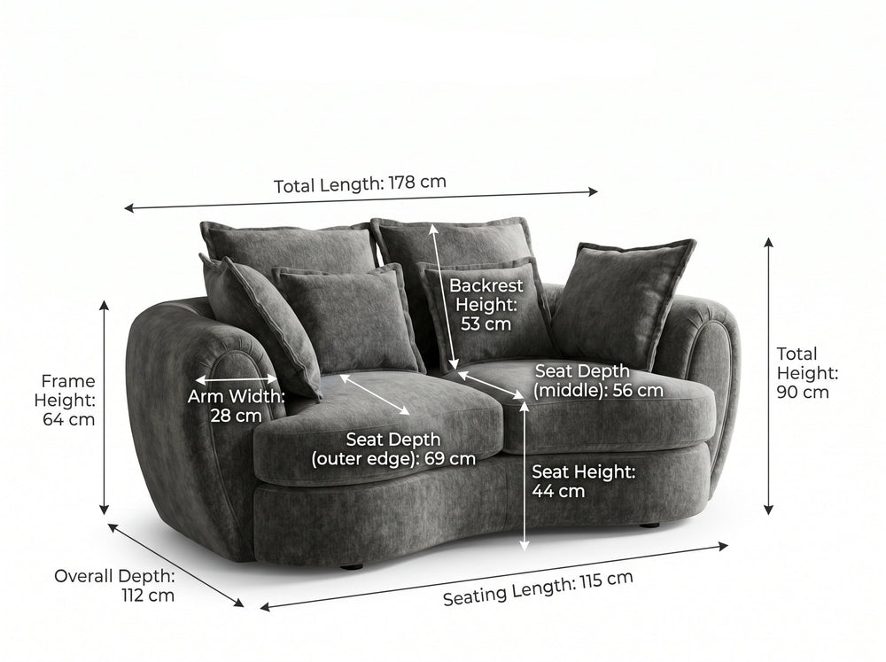 Dorchester Charcoal 2 Seater Sofa – view 1