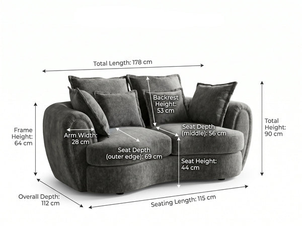 Dorchester Grey 2 Seater Sofa – view 2