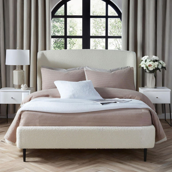 EDEN BOUCLE BED 150CM - IVORY - Living with Luxury