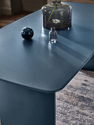 Element Rectangular Glass Table - Matt Blue - Living with Luxury