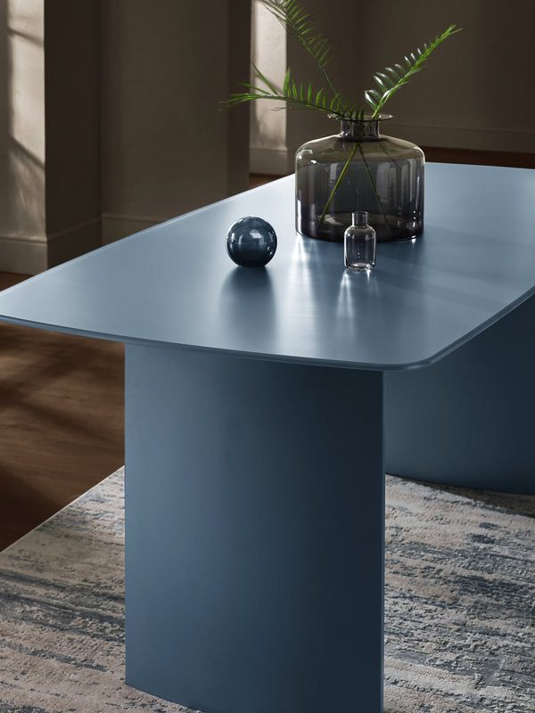 Element Rectangular Glass Table - Matt Blue - Living with Luxury