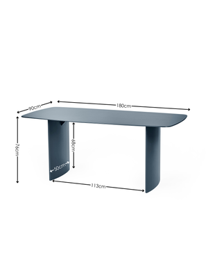 Element Rectangular Glass Table - Matt Blue - Living with Luxury