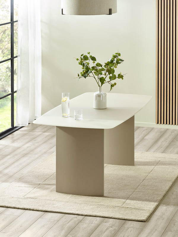 Element Rectangular Glass Table - Matt Cream - Living with Luxury