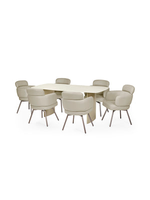 Element Rectangular Glass Table - Matt Cream - Living with Luxury