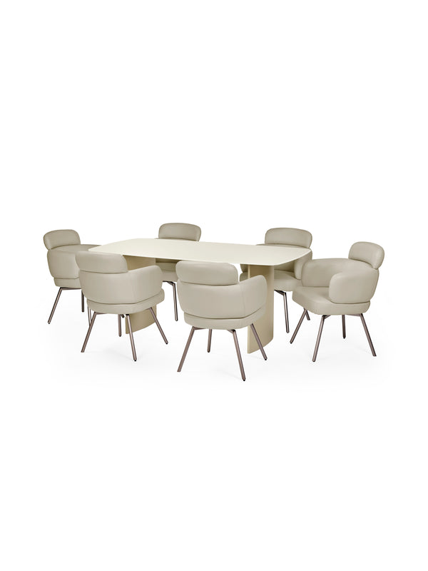 Element Rectangular Glass Table - Matt Cream - Living with Luxury