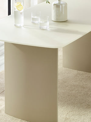 Element Rectangular Glass Table - Matt Cream - Living with Luxury