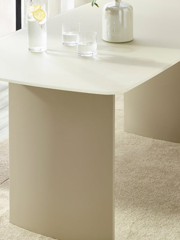 Element Rectangular Glass Table - Matt Cream - Living with Luxury