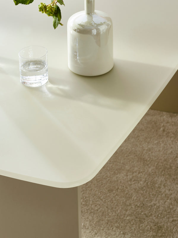 Element Rectangular Glass Table - Matt Cream - Living with Luxury