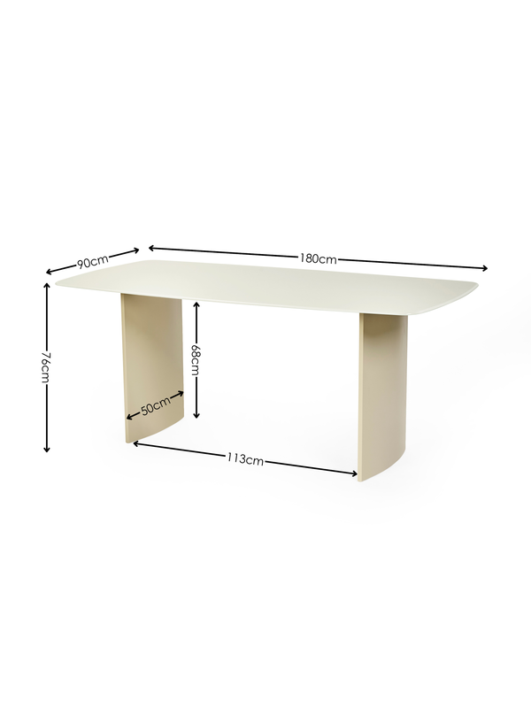 Element Rectangular Glass Table - Matt Cream - Living with Luxury