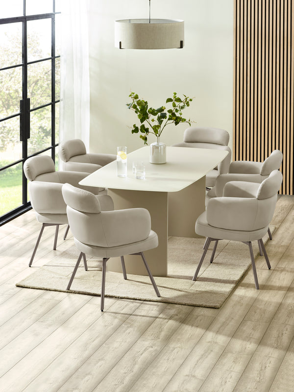Element Rectangular Glass Table - Matt Cream - Living with Luxury