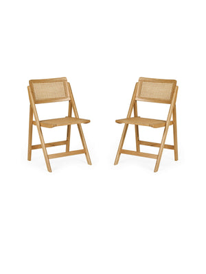 Elodie Folding Rattan Dining Chairs (Set of 2) - Natural Ash - Living with Luxury