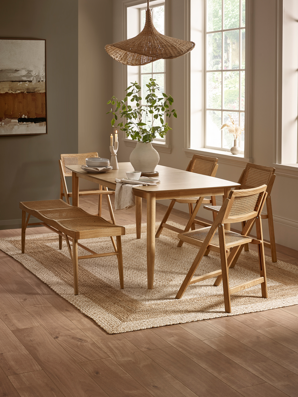 Elodie Folding Rattan Dining Chairs (Set of 2) - Natural Ash - Living with Luxury
