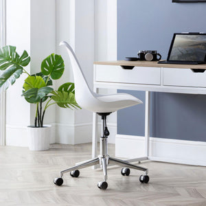 ERIKA OFFICE CHAIR - WHITE/CHROME - Living with Luxury