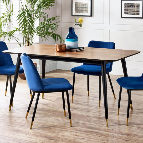 FINDLAY RECTANGULAR DINING TABLE - WALNUT & BLACK - Living with Luxury