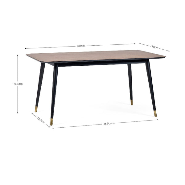 FINDLAY RECTANGULAR DINING TABLE - WALNUT & BLACK - Living with Luxury