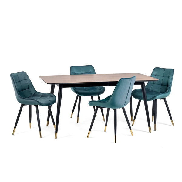 Findlay Rectangular Dining Table - Walnut & Black - Living with Luxury