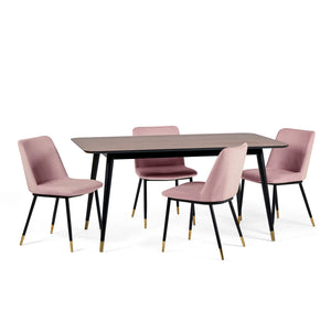 Findlay Rectangular Dining Table - Walnut & Black - Living with Luxury
