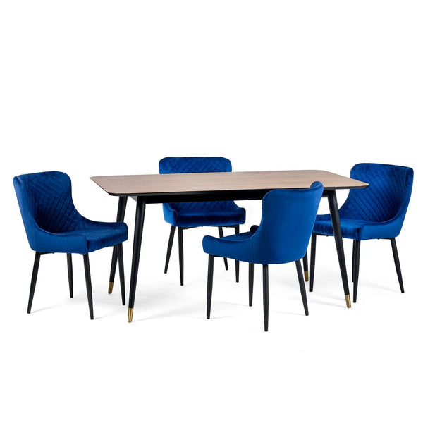 Findlay Rectangular Dining Table - Walnut & Black - Living with Luxury