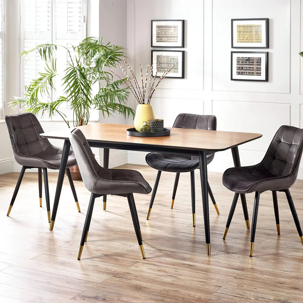 Findlay Rectangular Dining Table - Walnut & Black - Living with Luxury