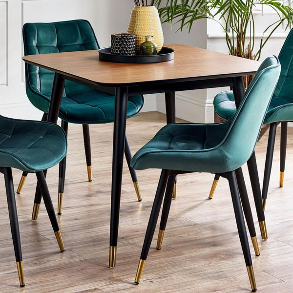 FINDLAY SQUARE DINING TABLE - WALNUT & BLACK - Living with Luxury