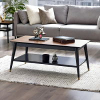 FINDLAY COFFEE TABLE WITH SHELF - WALNUT & BLACK - Living with Luxury