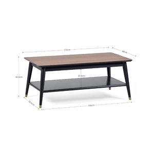 FINDLAY COFFEE TABLE WITH SHELF - WALNUT & BLACK - Living with Luxury