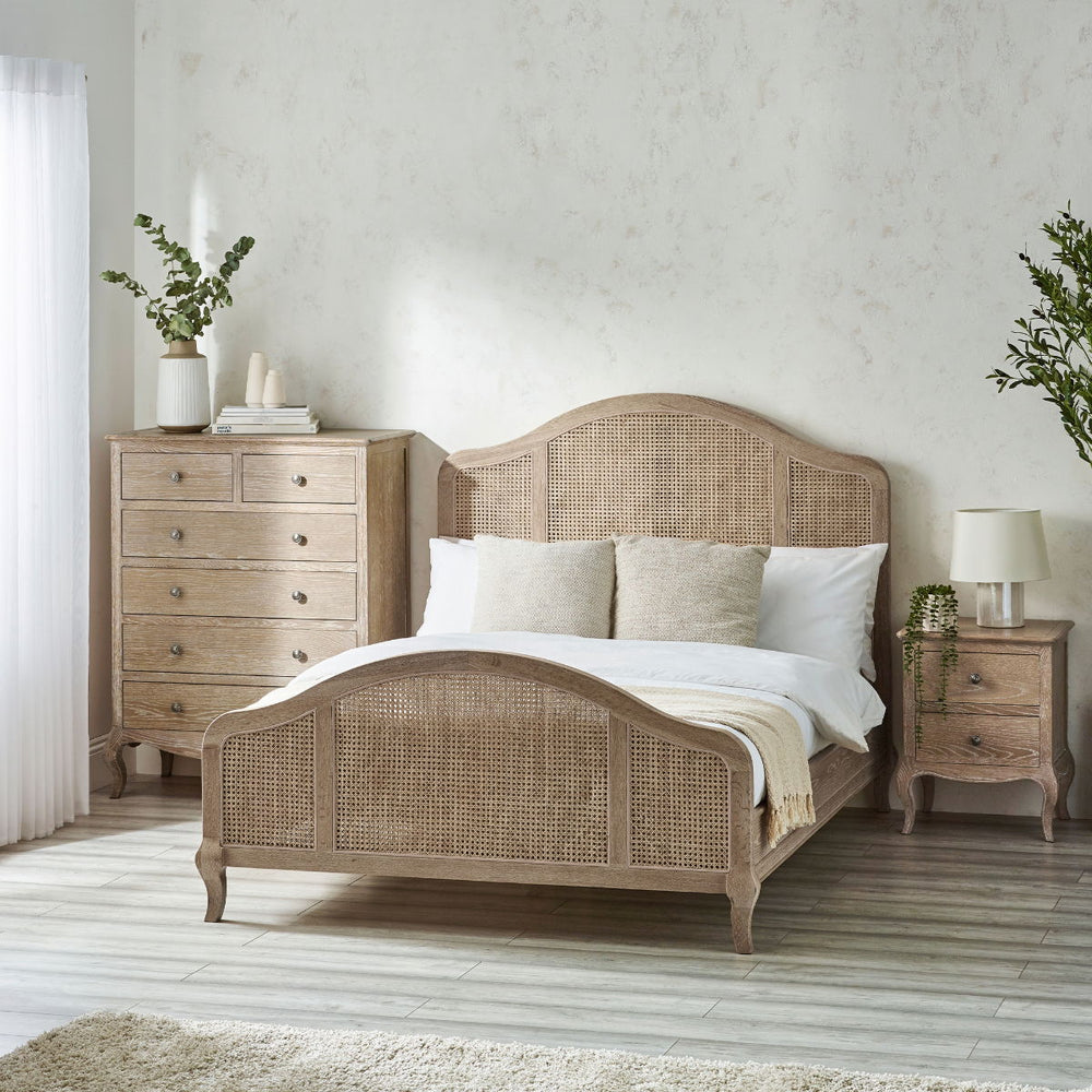 FLEUR RATTAN BED 150CM - LIGHT OAK - Living with Luxury