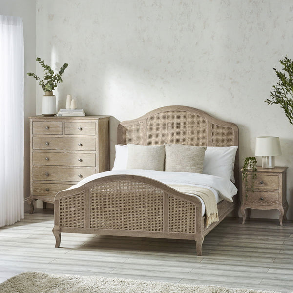 FLEUR RATTAN BED 150CM - LIGHT OAK - Living with Luxury