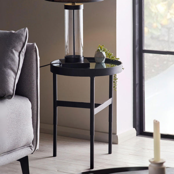 FRANKI MIRROR GLASS LAMP TABLE - Living with Luxury