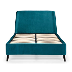 FRIDA CURVED VELVET BED 135CM - TEAL - Living with Luxury