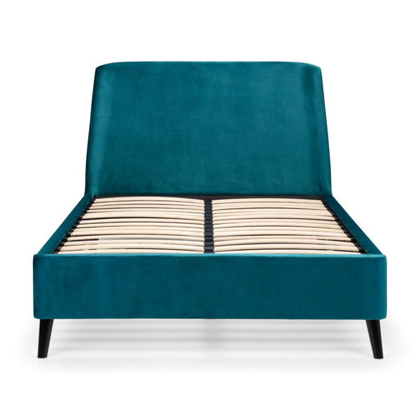 FRIDA CURVED VELVET BED 135CM - TEAL - Living with Luxury