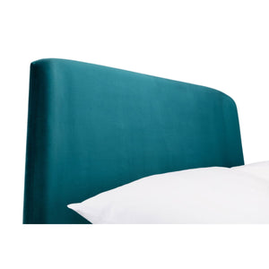 FRIDA CURVED VELVET BED 135CM - TEAL - Living with Luxury