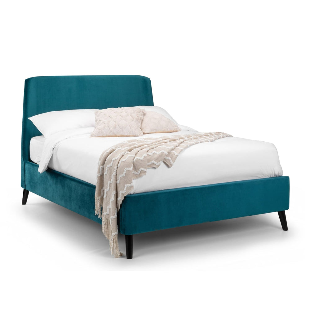 Frida Curved Velvet 150cm King Bed - Grey - Living with Luxury