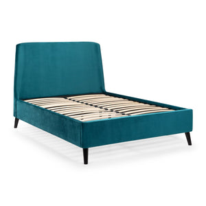 Frida Curved Velvet 150cm King Bed - Grey - Living with Luxury