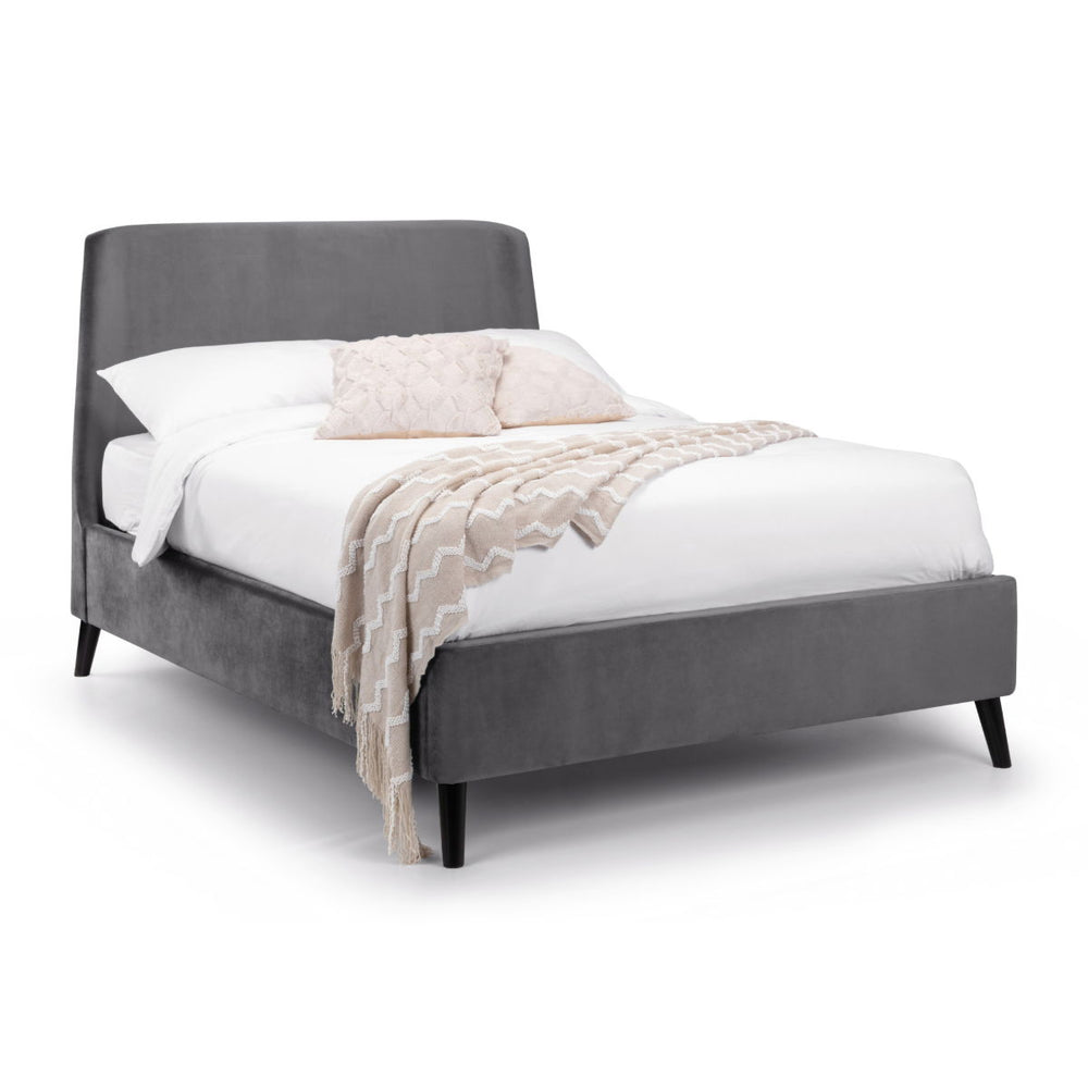 FRIDA CURVED VELVET BED 150CM - GREY - Living with Luxury